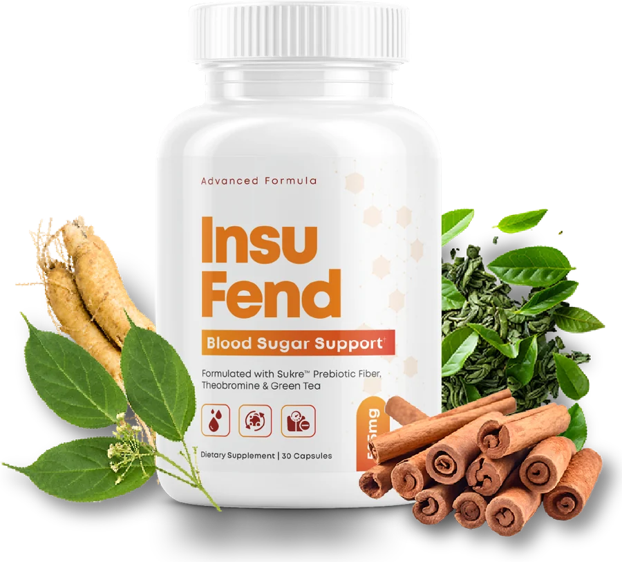 Insufend blood sugar support bottle with cinnamon, eleuthero root and green tea